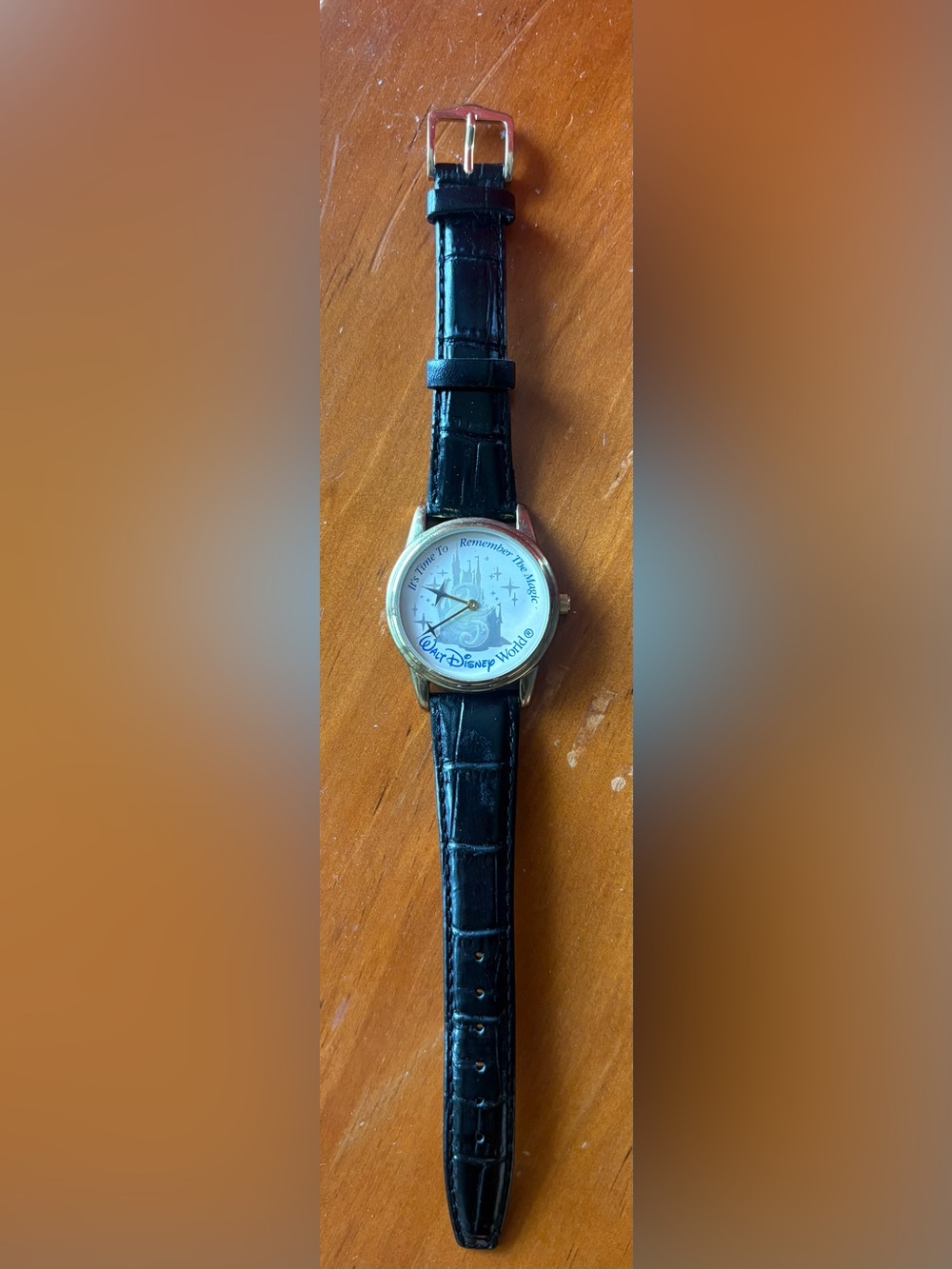 Disney Walt Disney World Gold-Tone Watch with Black Strap